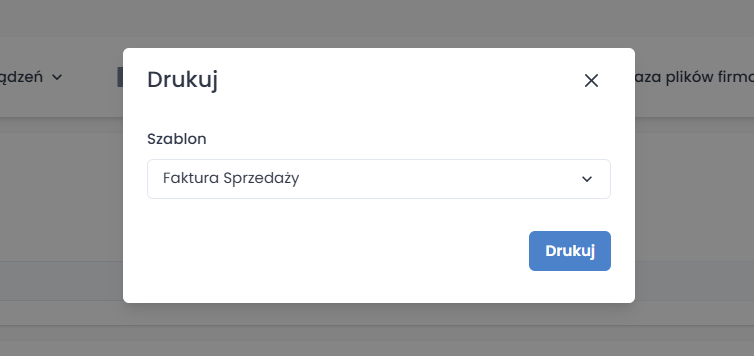 Wybieranie szablonu podczas wydruku dokumentu